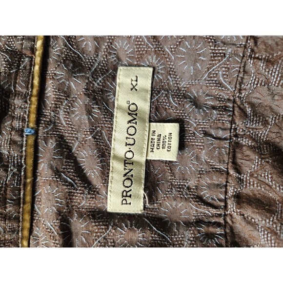 2 for $20 Pronto Uomo Dandelion Print Button Front Formal Dress Shirt Size XL - Picture 9 of 9